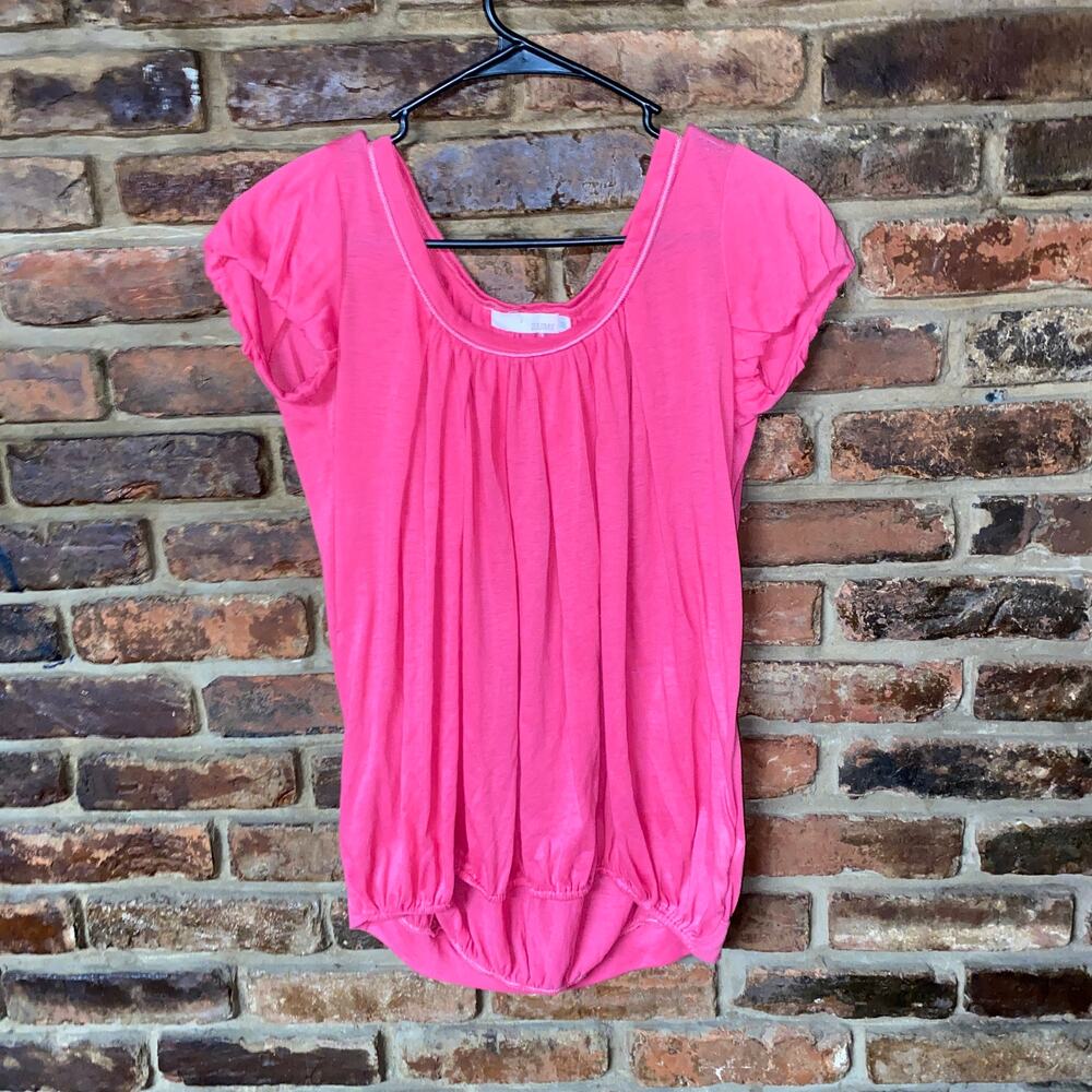 Zumi Pink Short Sleeve Elastic Trim Blouse Women's Size 38/Small Medium